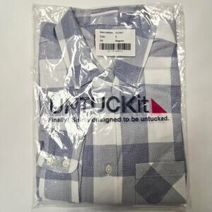 UNTUCKit Womens Volnay Button Down Blue, Grey White Plaid L Sleeve Size 2 NWOT